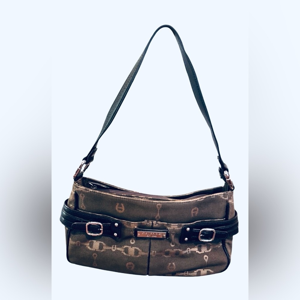 Etienne Aigner Vintage East West Bag Handbag Classic Monogram Logo Office Purse